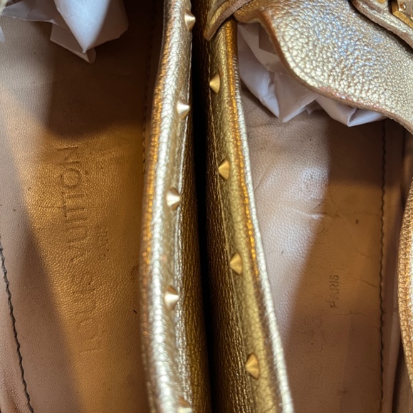 Louis Vuitton Gold Leather Suhali Lombok Driving Loafers w/ golden studs US6.5 - Picture 9 of 12